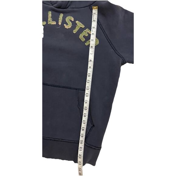 Hollister Adult Mens Medium Embroidered Distressed Hoodie Toggle Read - Picture 8 of 8